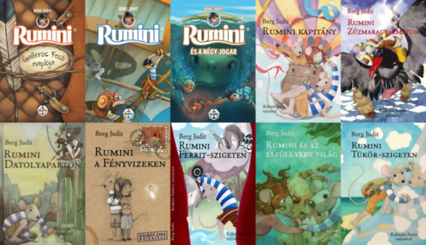 10 db a Rumini sorozatbl: Rumini + Rumini Zzmaragyarmaton + Rumini s a ngy jogar + Gallros Fec naplja + Rumini Datolyaparton + Rumini Ferrit-szigeten + Rumini a Fnyvizeken + Rumini kapitny + Rumini Tkr-szigeten +