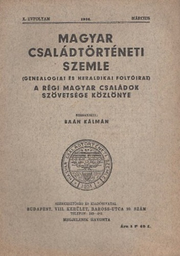 Magyar csal�dt�rt�neti szemle (X. �vf. 1944. m�rcius)
