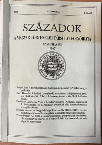 Szzadok - A Magyar Trtnelmi Trsulat Folyirata - 134. vfolyam - 2000/2