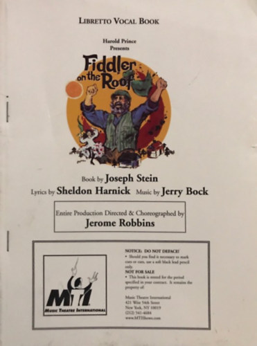 Fiddler on the Roof (Libretto Vocal Book)