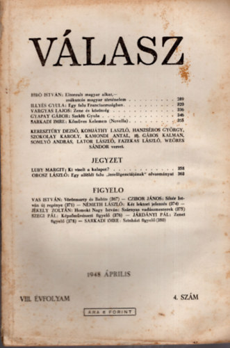 Illys Gyula - Vlasz VIII.vf.4.szm 1948.pr.