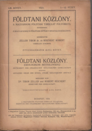 Fldtani Kzlny 1923/1-12. (Teljes vfolyam)