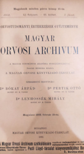 Magyar orvosi archivum - j folyam III. ktet