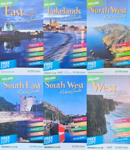 6 db angol nyelv tiknyv rorszgrl: Ireland Pocket Guide West + Ireland Pocket Guide Lakelands + Ireland Pocket Guide East On Dublin's Doorstep + Ireland Pocket Guide South East + Ireland Pocket Guide North West + Ireland Pocket Guide South