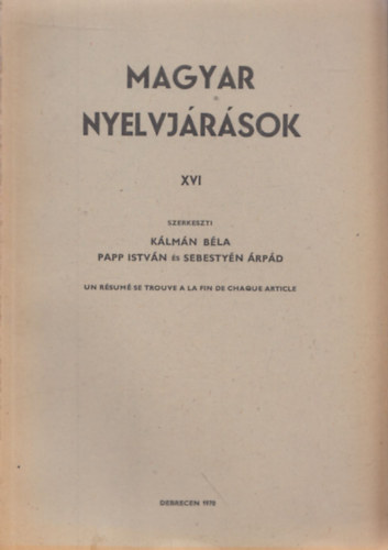 Klmn-Papp-Sebestyn  (szerk.) - Magyar Nyelvjrsok XVI.