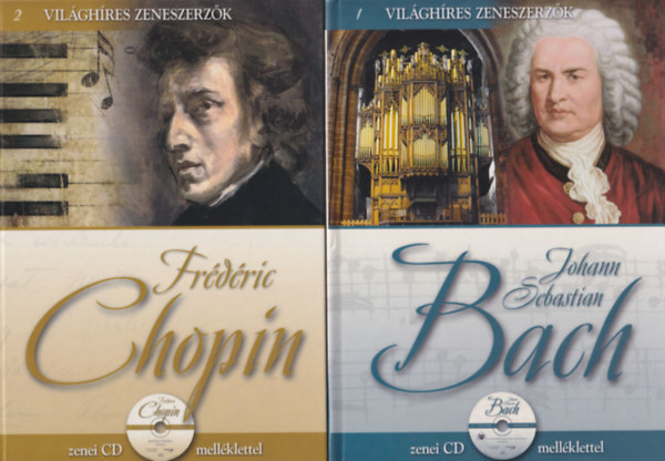 4 db Vilghres zeneszerzk sorozat ktete: Johann Sebastian Bach + Frdric Chopin + Liszt Ferenc + Johannes Brahms ( CD mellklettel )