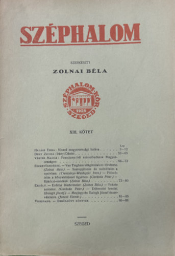 Zolnai B�la  (szerk.) - Sz�phalom XIII. k�tet