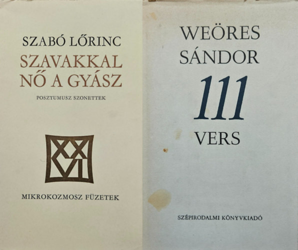 2 db verses k�nyv: 111 vers + Szavakkal n� a gy�sz - Posztumusz szonettek