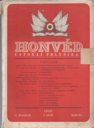 Honv�d (katonai foly�irat) 1949/3-12. lapsz�mok (8 db, lapsz�monk�nt)