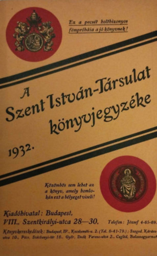 A Szent Istvn-Trsulat knyvjegyzke 1932.