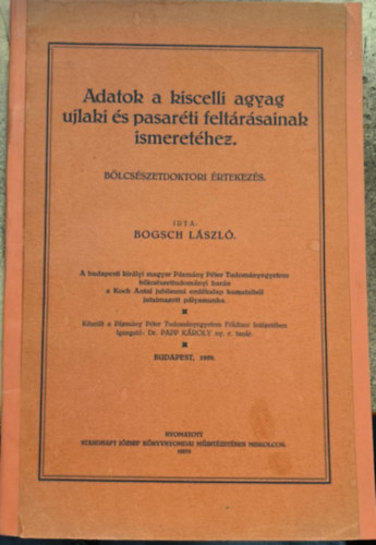 Adatok a kiscelli agyag ujlaki s pasarti feltrsnak ismerethez (1929)