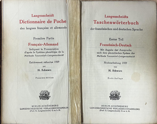 Langenscheidts Taschenwrterbuch der franzsischen und deutschen Sprache Erster Teil (Francais - Deutsch)