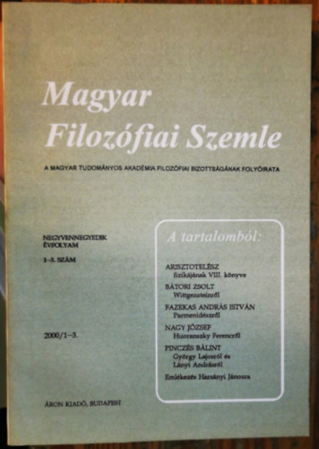 Magyar Filozfiai Szemle 2000/1-3