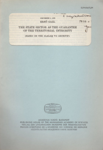 Gaál Ernő - The State Sector as the Guarantee of the Territorial Integrity (különlenyomat)