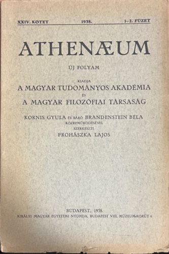 Athenaeum - 1938. 1-2. füzet