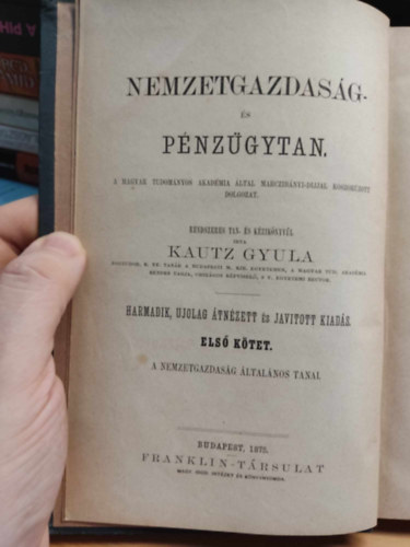 Nemzetgazdasg- s pnzgytan Els ktet - A Nemzetgazdasg ltalnos tanai