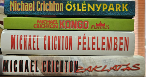 4 db Michael Crichton regny: slnypark (Jurassic Park 1.) + Kong + Zaklats + Flelemben