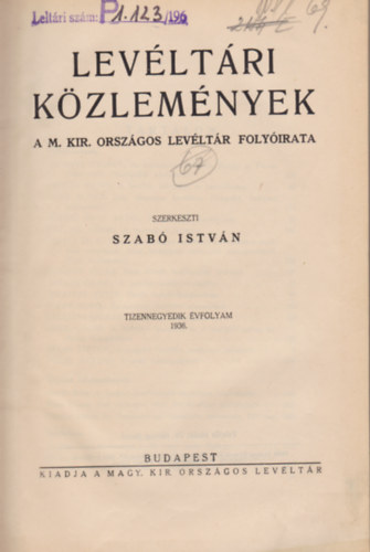 Levltri kzlemnyek 1936. (14. vf.)