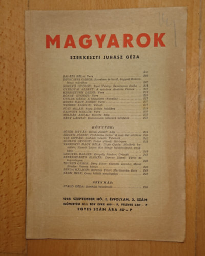 Magyarok - 1945 szeptember h� 1. (I. �vfolyam 3. sz�m)