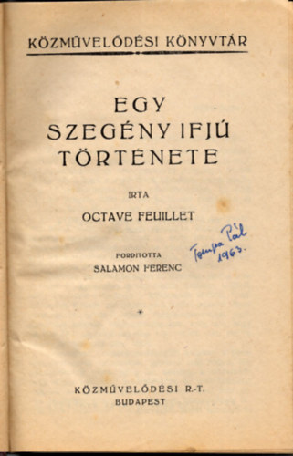 Egy szegny ifj trtnete
