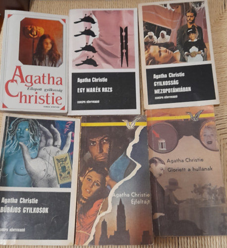6 db Agatha Christie krimi: Egy mark rozs+Gyilkossg Mezopotmiban+Gloriett a hullnak+jfltjt+Bbjos gyilkosok+Ellopott gyilkossg