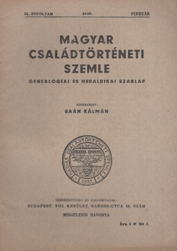 Magyar csal�dt�rt�neti szemle (IX. �vf. 1943. febru�r)