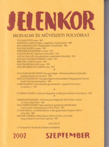 Jelenkor - Irodalmi s mvszeti folyirat - 2002. szeptember