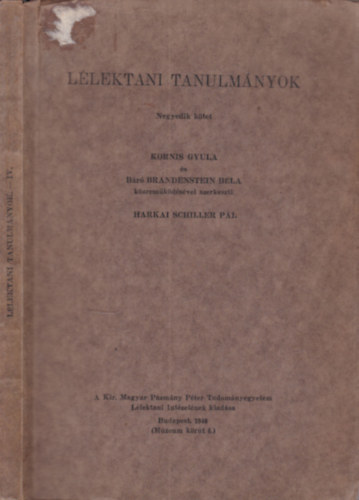 Harkai Schiller P�l  (szerk.) - L�lektani tanulm�nyok IV.