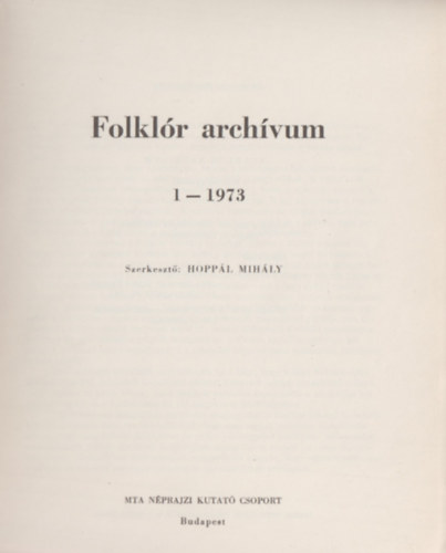 Folklr archvum 1-1973