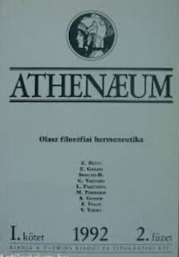 nincs megadva - Olasz filozfiai hermeneutika  Athenaeum 1992.I/2