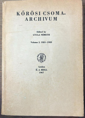 K�r�si Csoma-arch�vum I. k�tet, 1921-1925