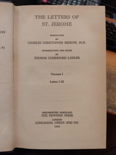 Ancient Christian Writers No. 33 - The Letters of St. Jerome (The Newman Press)