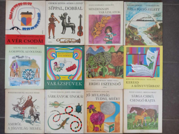 Dr. Csuks Istvn, Julius Schwartz, Bolgr Gyrgyi Kdr Andrs - Gl Pl-Gaal Domokos, Megay Lszl-Gaal Domokos, ...s mg sokan msok Csergezn Pl - (12db) "Blcs bagoly" knyvcsomag: A vr csodi / sppal dobbal / Mindennapi varzslatok / Hd a foly felett / A csepptl az cenig / Varzsfvek / Erdei esztend / Keresd a knyvtrban / Amirl a jgvilg mesl / Srknyok un