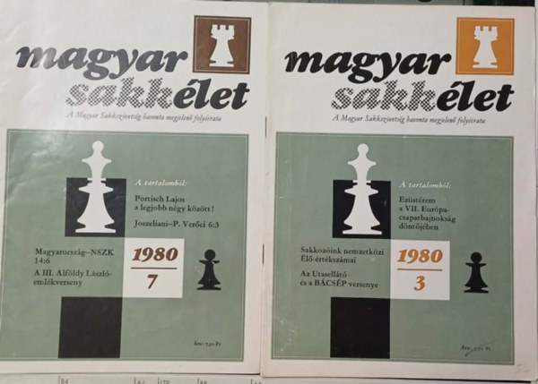 4 db Magyar Sakk�let foly�irat: 1980/3., 1980/7., 1980/8., 1980/11. sz�mok