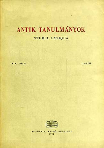 Antik tanulm�nyok-Studia antiqua XIX. k�tet 2. sz�m