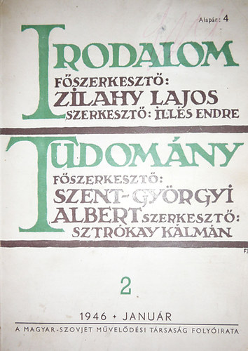 Ills Endre - Sztrkay Klmn  (szerk.) - Irodalom - Tudomny 1946. janur 2. szm