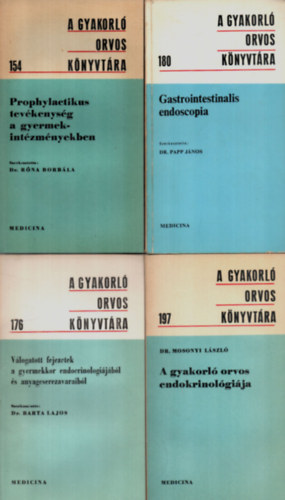 6 db orvosi knyv egytt: Sebszeti diagnostica a krzeti orvos szmra, Gygylelmezs, A gyakorl orvos endokrinolgija, Gastrintestinalis endoscopia, vlogatott fejezetek a gyermekkor endocrinologijbl s anyagcserezavaraibl, P