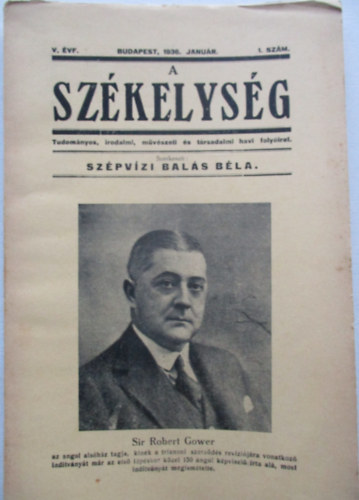 A Szkelysg V. vfolyam 1 szm Budapest, 1936 janur