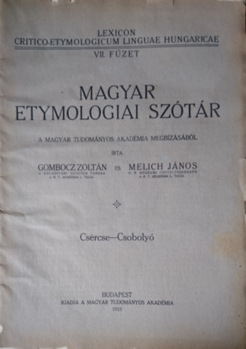 Magyar etymologiai sztr VII. fzet