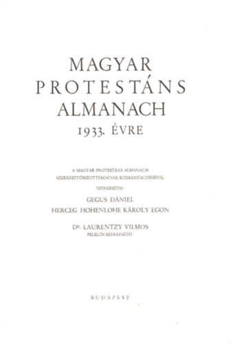 Magyar protestns almanach 1933. vre