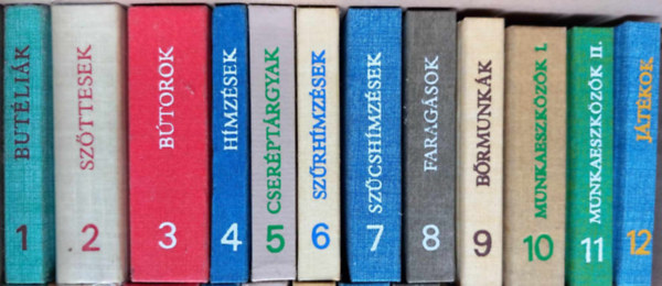 B�k�s megye n�prajza 1-12. k�tet (minik�nyv, teljes sorozat): But�li�k + Sz�ttesek + B�torok + H�mz�sek + Cser�pt�rgyak + Sz�rh�mz�sek + Sz�csh�mz�sek + Farag�sok + B�rmunk�k + Munkaeszk�z�k I-II. + J�t�kok