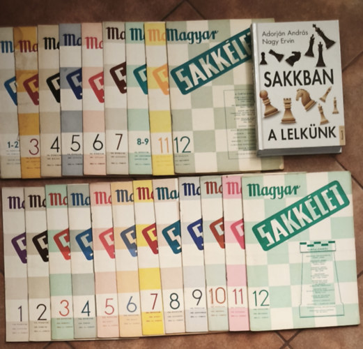 Nagy Ervin Adorján András - Magyar sakkélet folyóirat 1957. 1-12. szám (a 10. szám hiányzik), 1958. 1-12. szám + ajándék mű: Sakkban a lelkünk