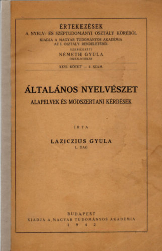ltalnos nyelvszet-Alapelvek s mdszertani krdsek