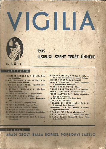 Vigilia 1935. I-IV. Kt ktetben