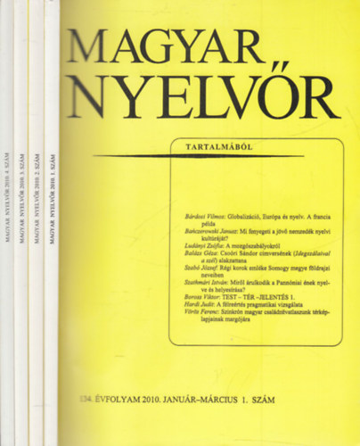 Magyar Nyelvr (2010. teljes vfolyam, 4 ktetben, lapszmonknt)