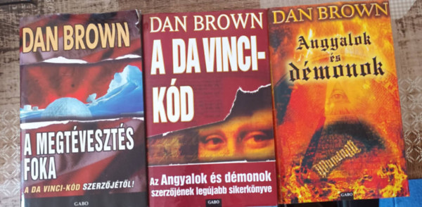 Dan Brown - 3 db Dan Brown krimi k�nyv (A Da Vinci-k�d, A megt�veszt�s foka, Angyalok �s d�monok)