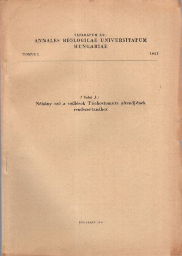 N�h�ny sz� a csill�sok Trichostomata alrendj�nek rendszertan�hoz - K�l�nlenyomat