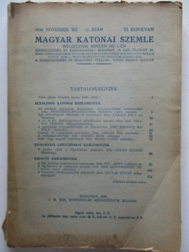 Magyar katonai szemle VI. vf. 11. szm (1936. november)