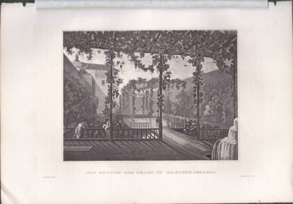 Die Garten des Chants in Baktschissarai (Baktschissaray vros, Krm flsziget, Eurpa) (16x23,5 cm mret eredeti aclmetszet) (1856)