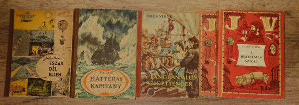 4 m� 5 k�tetben Jules Verne-t�l: A rejtelmes sziget I-II., A l�ngban �ll� szzigettenger, Hatteras kapit�ny, �szak D�l ellen